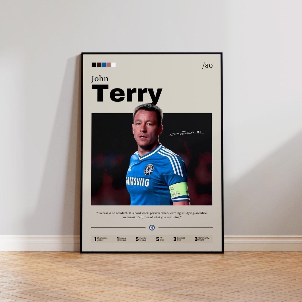 John Terry Poster Art Print, Terry Chelsea Soccer Wall Décor